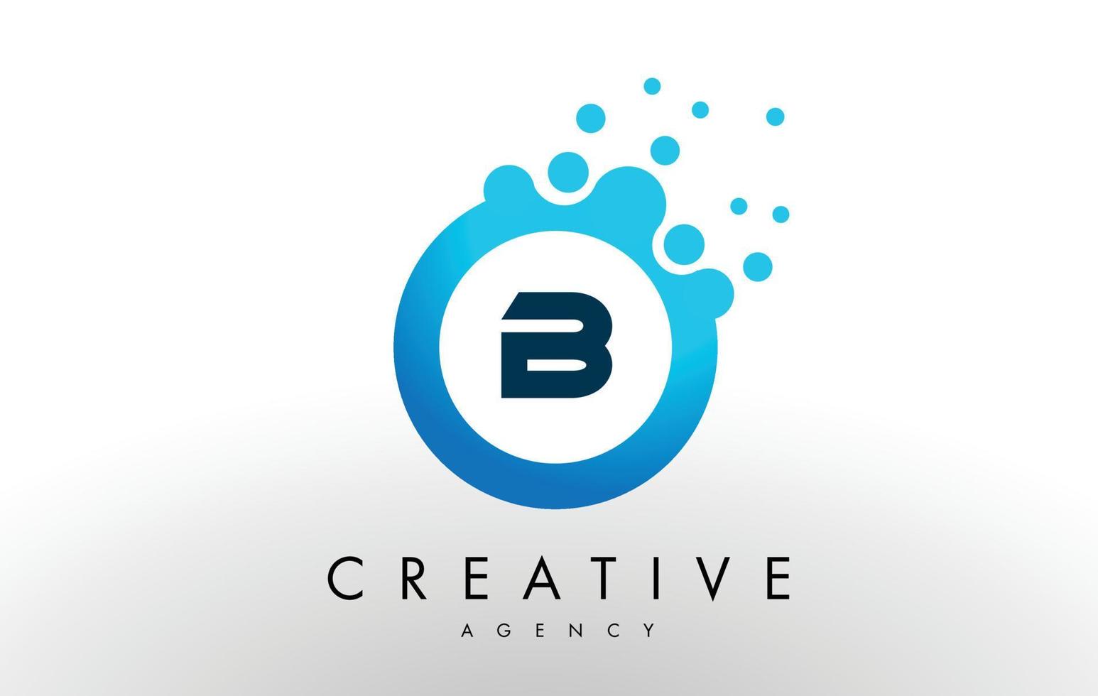 b Letter Logo. Blue Dots Bubble Design Vector