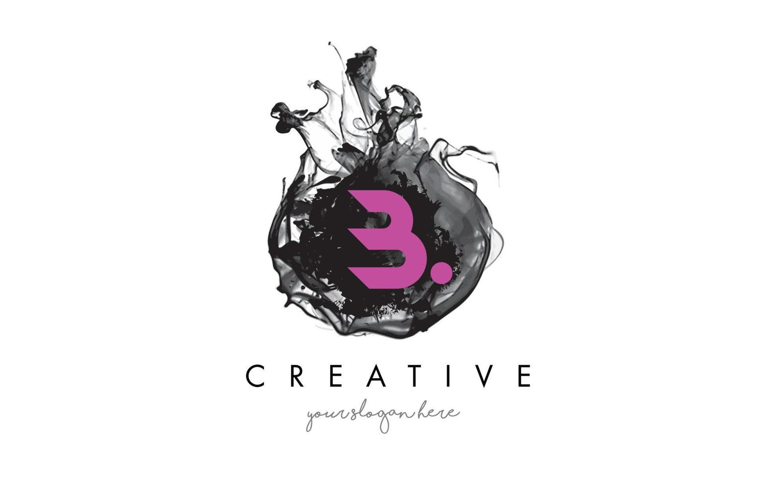 B Letter Logo Design with Ink Cloud Texture. vector