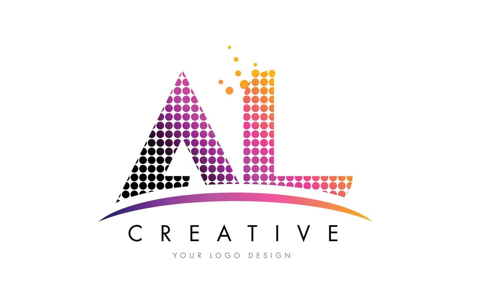 AL A L Letter Logo Design with Magenta Dots and Swoosh vector