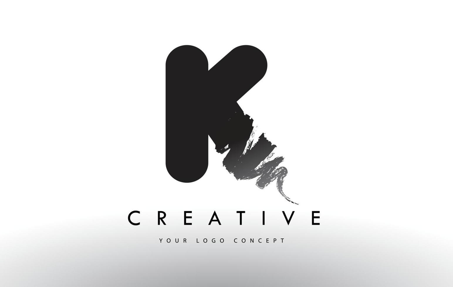 K Brushed Letter Logo. Black Brush Letters design with Brush stroke design. vector