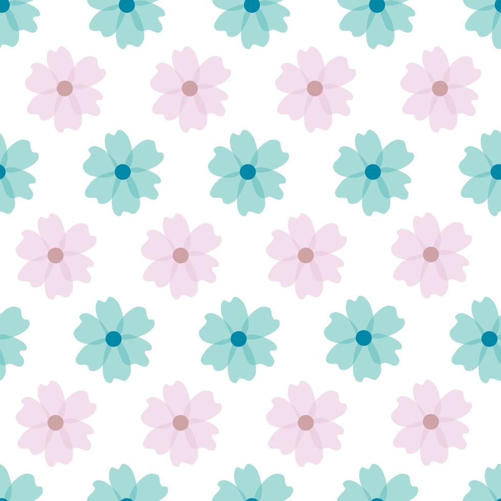 Floral pattern. Pretty flowers on white background. Printing with small blue and pink flowers. Ditsy print. Seamless vector texture. Cute flower patterns. elegant template for fashionable printers