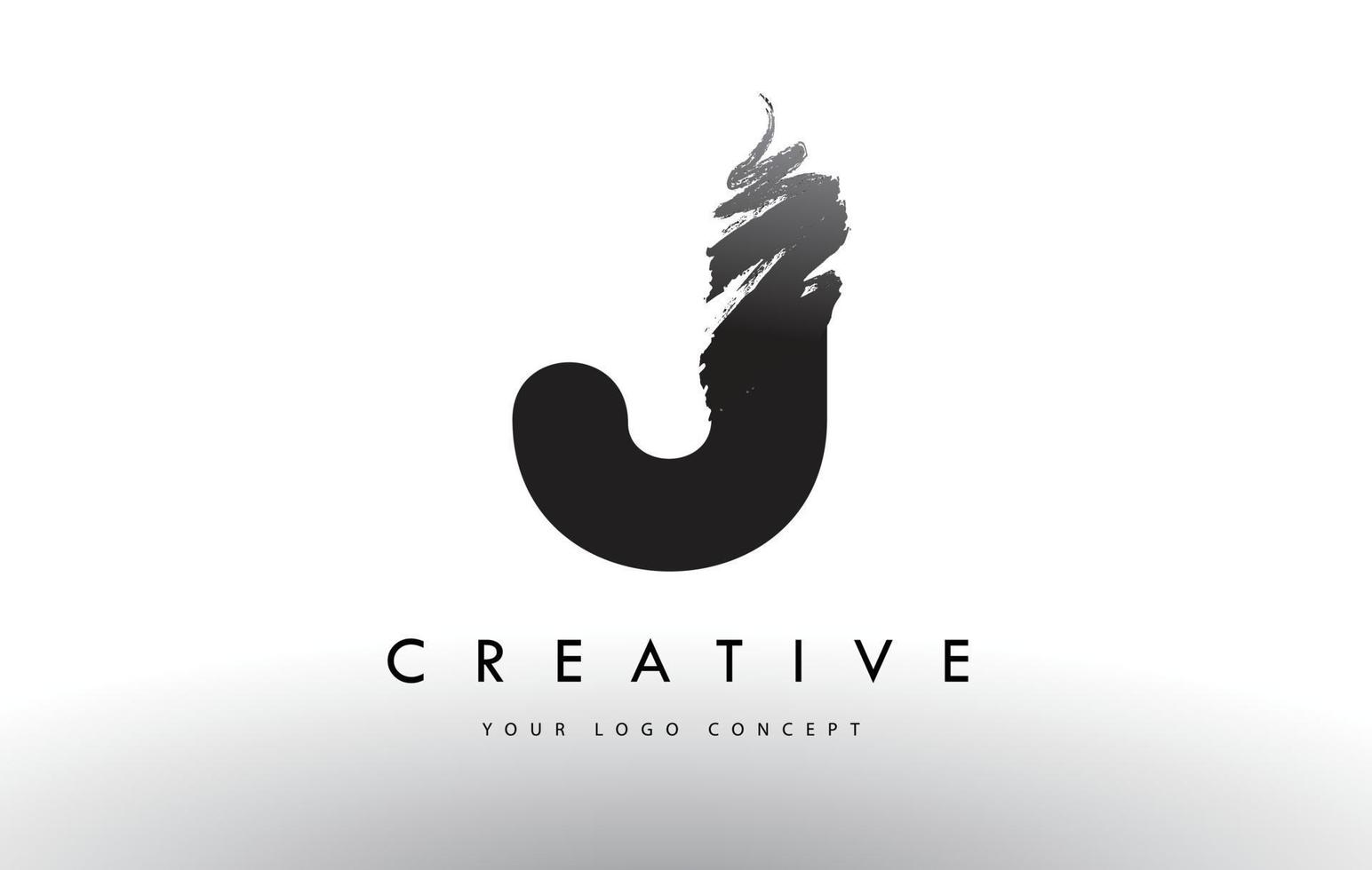 J Brushed Letter Logo. Black Brush Letters design with Brush stroke design. vector