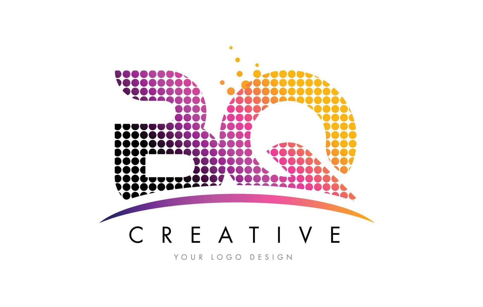 Diseño de logotipo bq bq letra con puntos magenta y swoosh vector