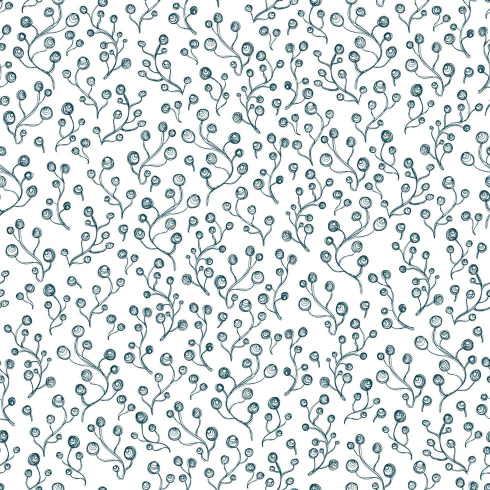 hand drawn Minimalist floral seamless pattern. floral pattern with one line flowers vector
