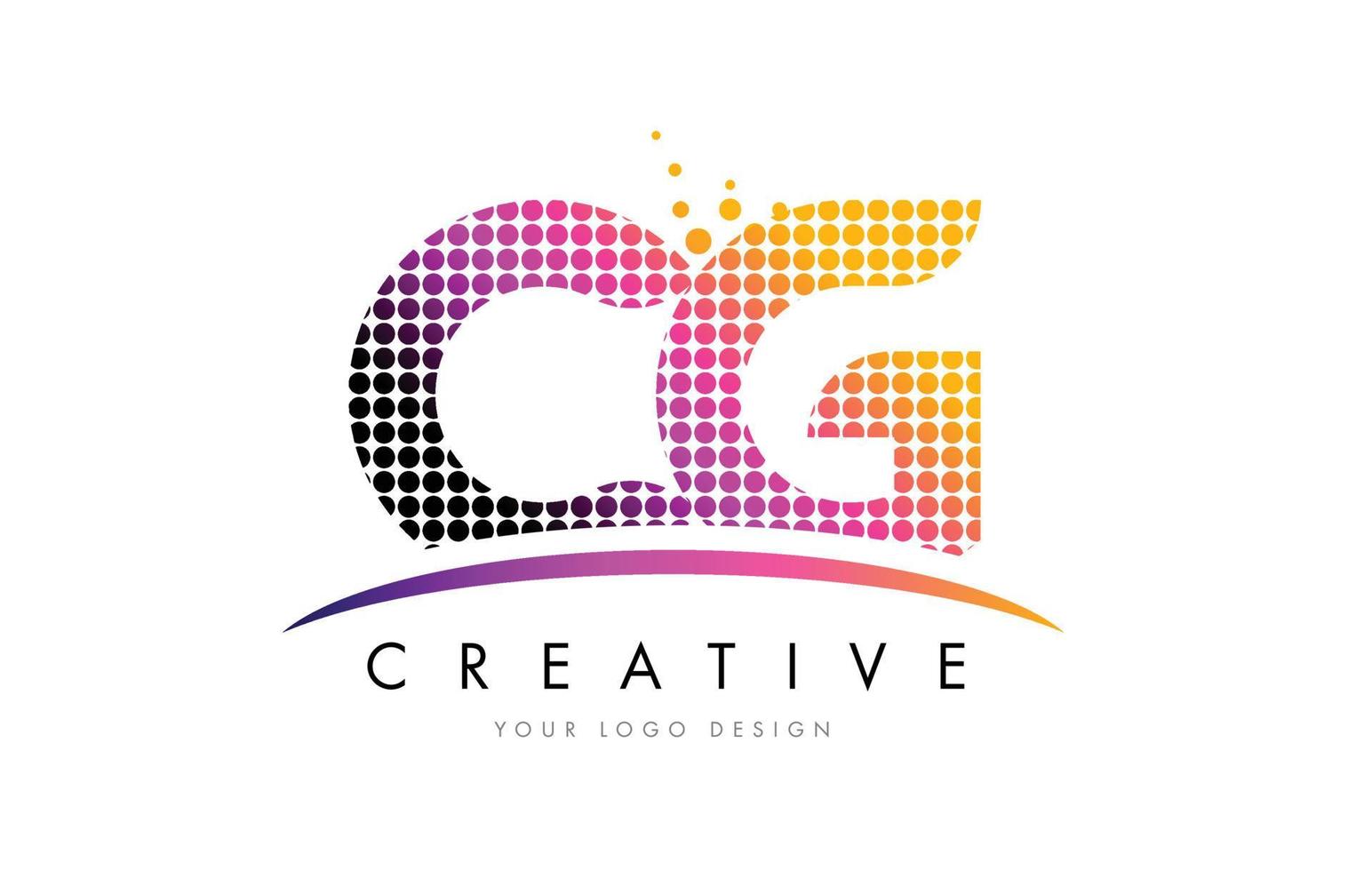 CG C G Letter Logo Design with Magenta Dots and Swoosh vector