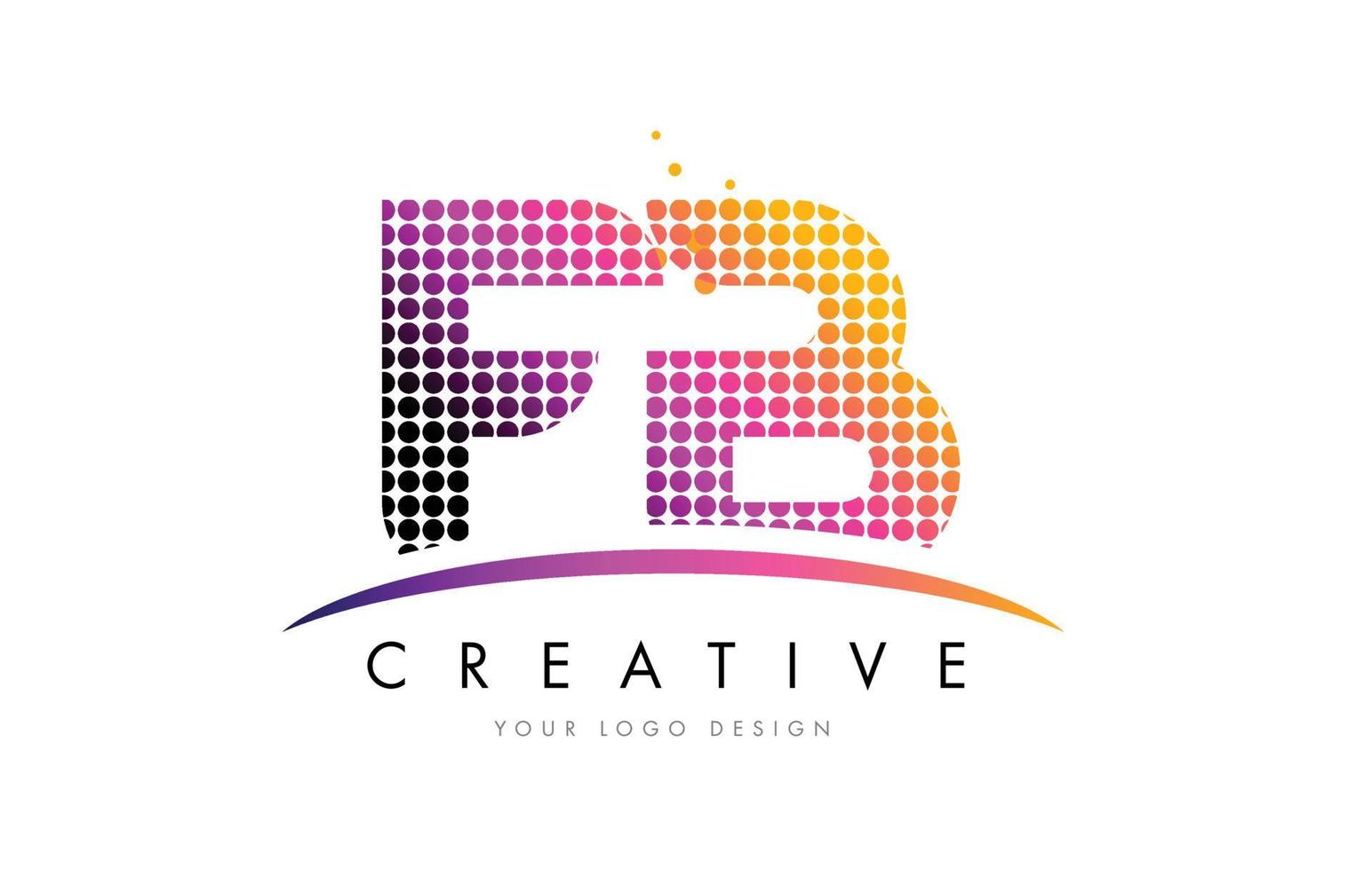 FB F B Letter Logo Design with Magenta Dots and Swoosh vector