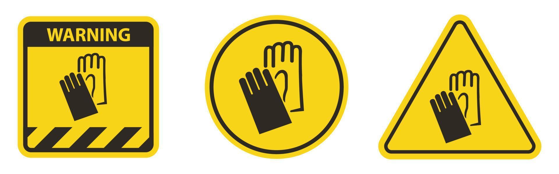 Caution Symbol Wear Hand Protection sign vector