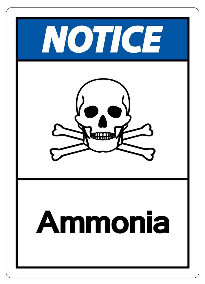 Notice Ammonia Symbol Sign On White Background vector