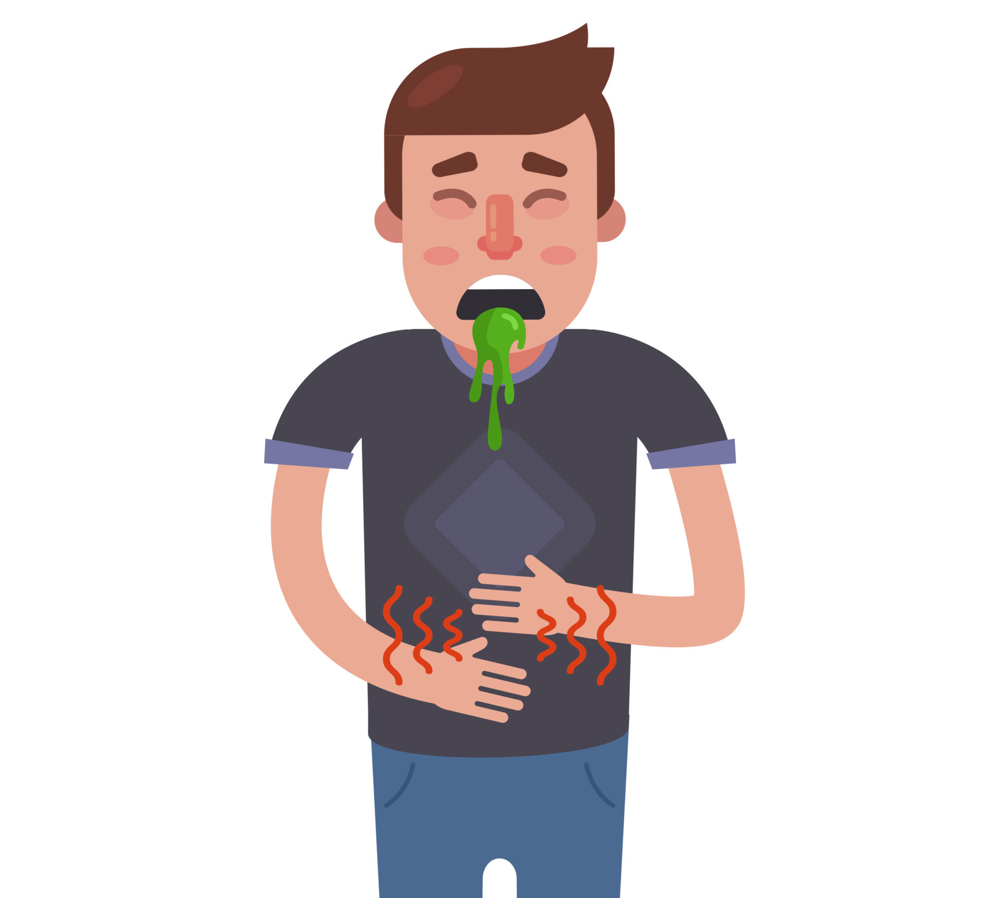 el hombre tiene náuseas y dolor de estómago. problemas digestivos