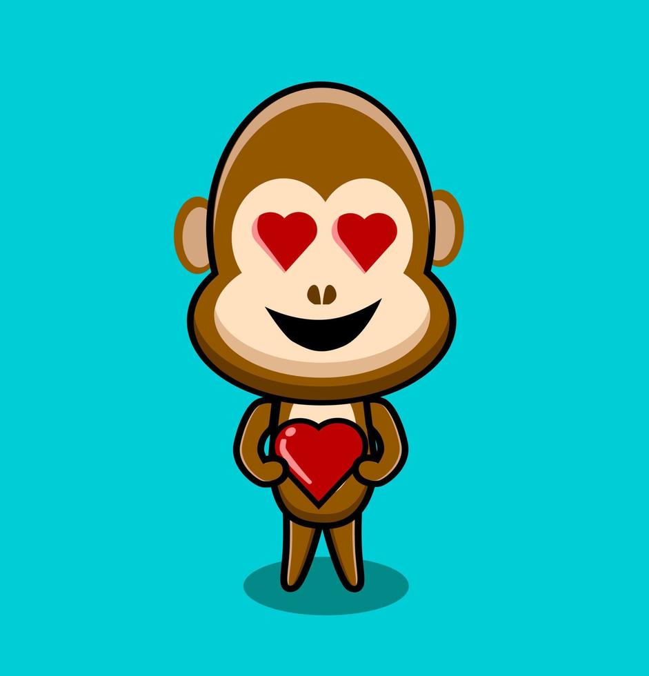 monkey cartoon character with love vector
