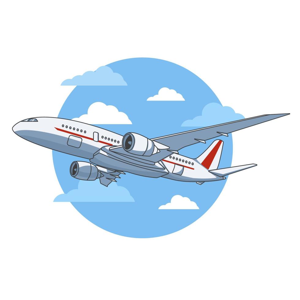 Ilustración de avión, vista de un avión volador. ilustración vectorial vector