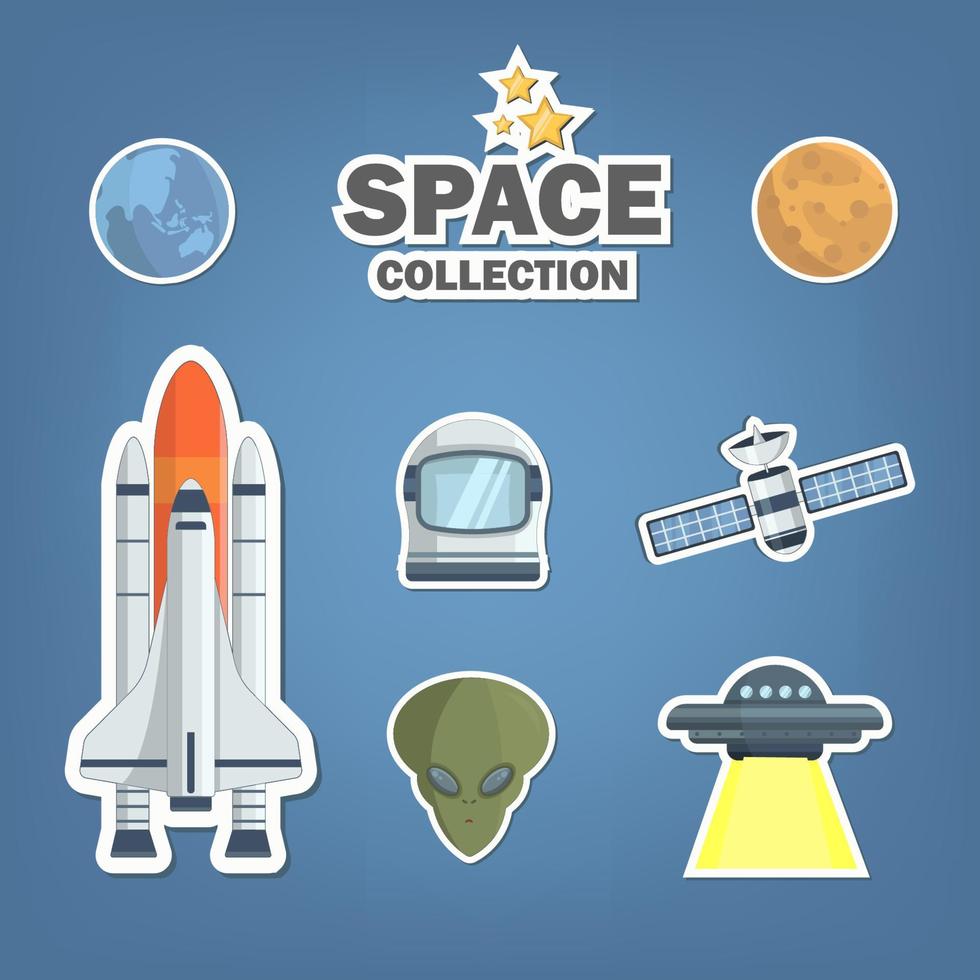 Set of space icon vector illustration. Style for web, landing page, stickers, and background
