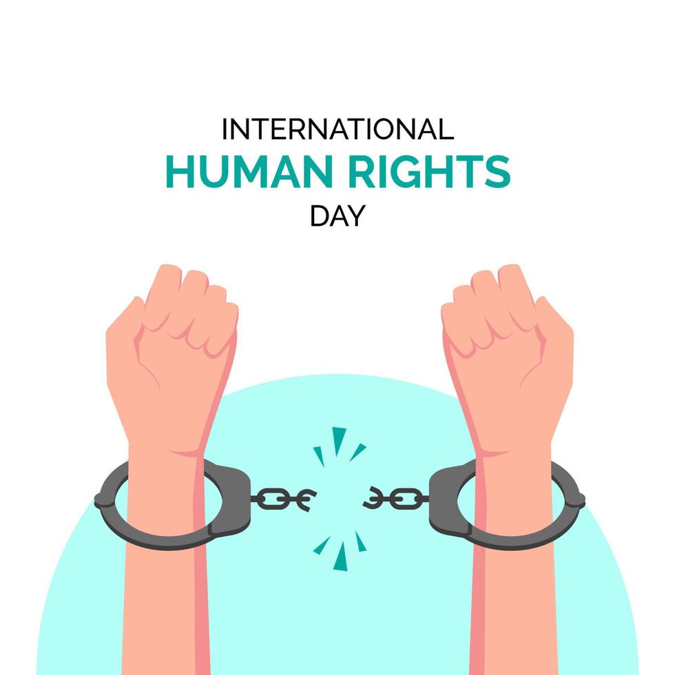 hand breaking handcuffs, freedom, human rights day concept illustration flat design vector eps10