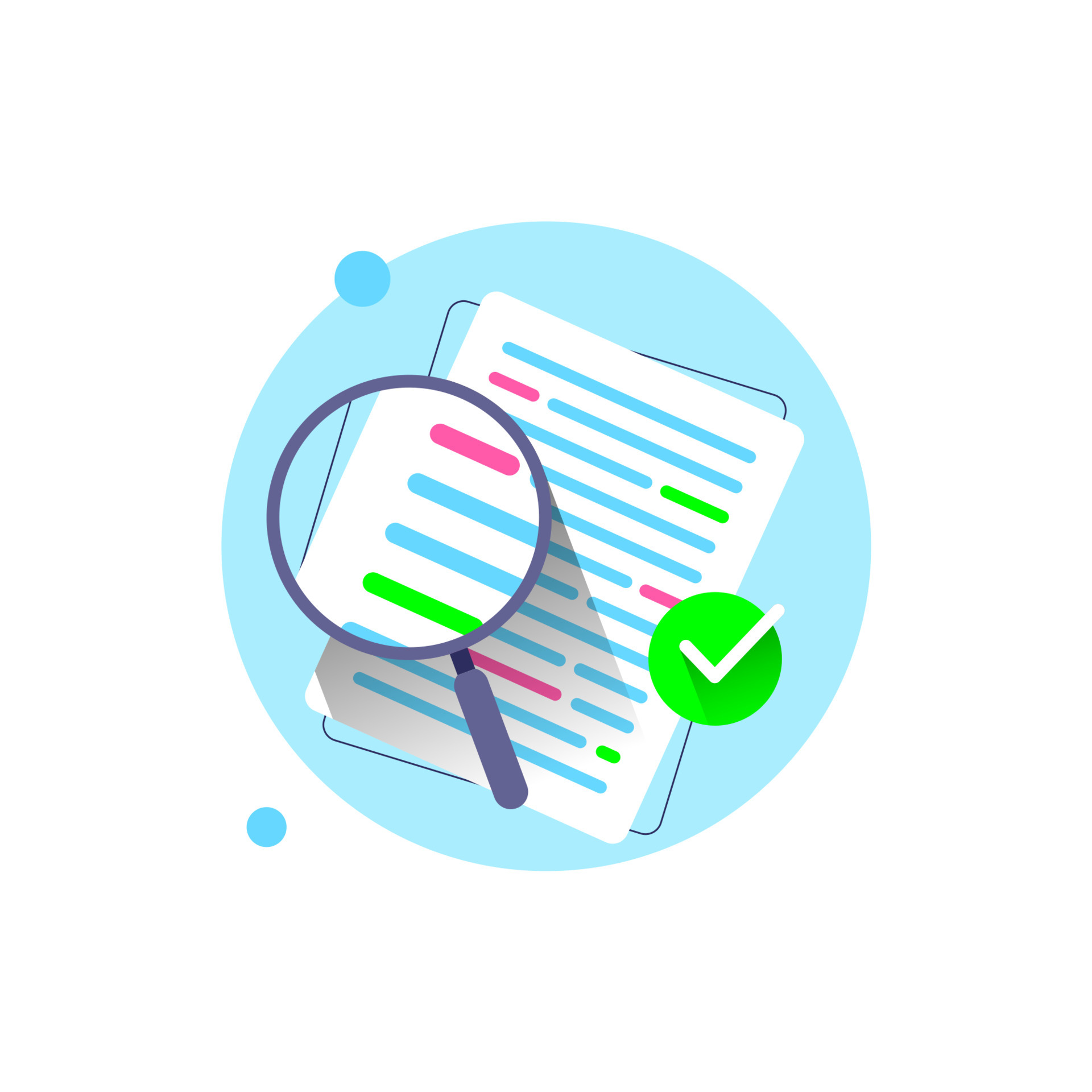 magnifying glass with text, check carefully, don't lose detail concept