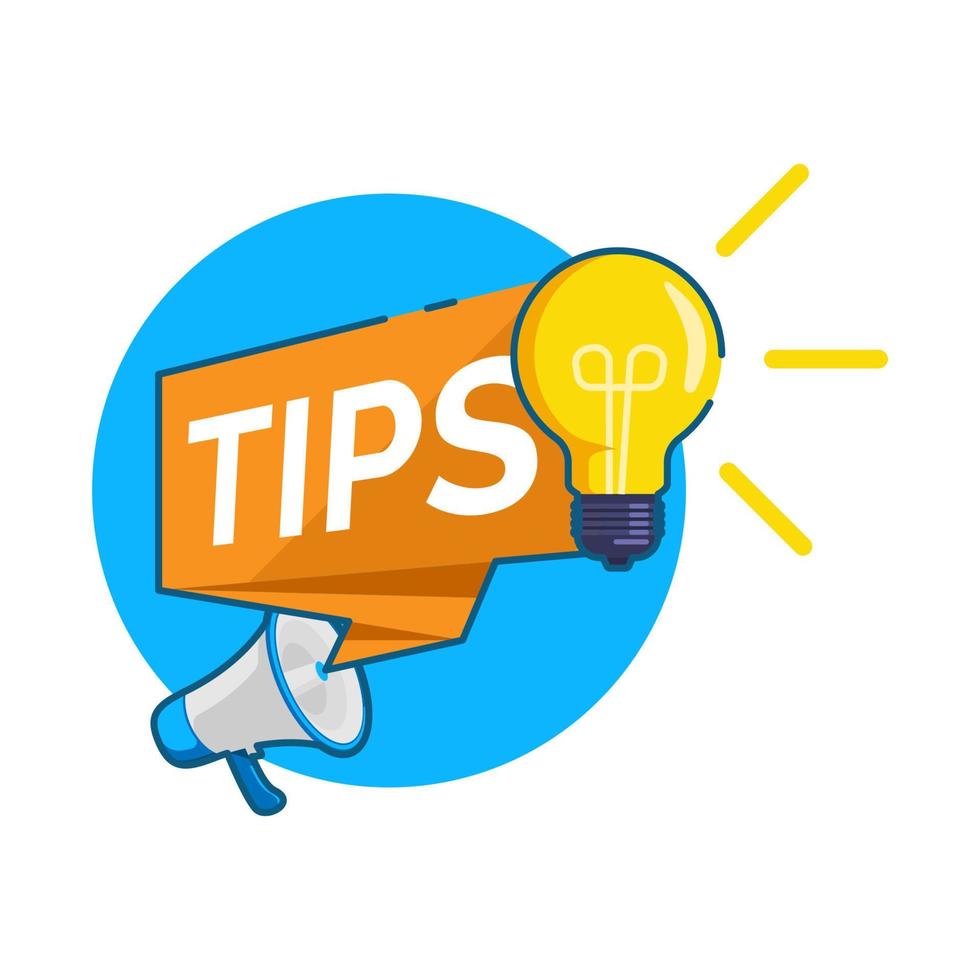 helpful tips composition with light bulb and megaphone concept illustration flat design vector eps10, modern style graphic element for infographic, banner, blog, landing page app or web ui, article
