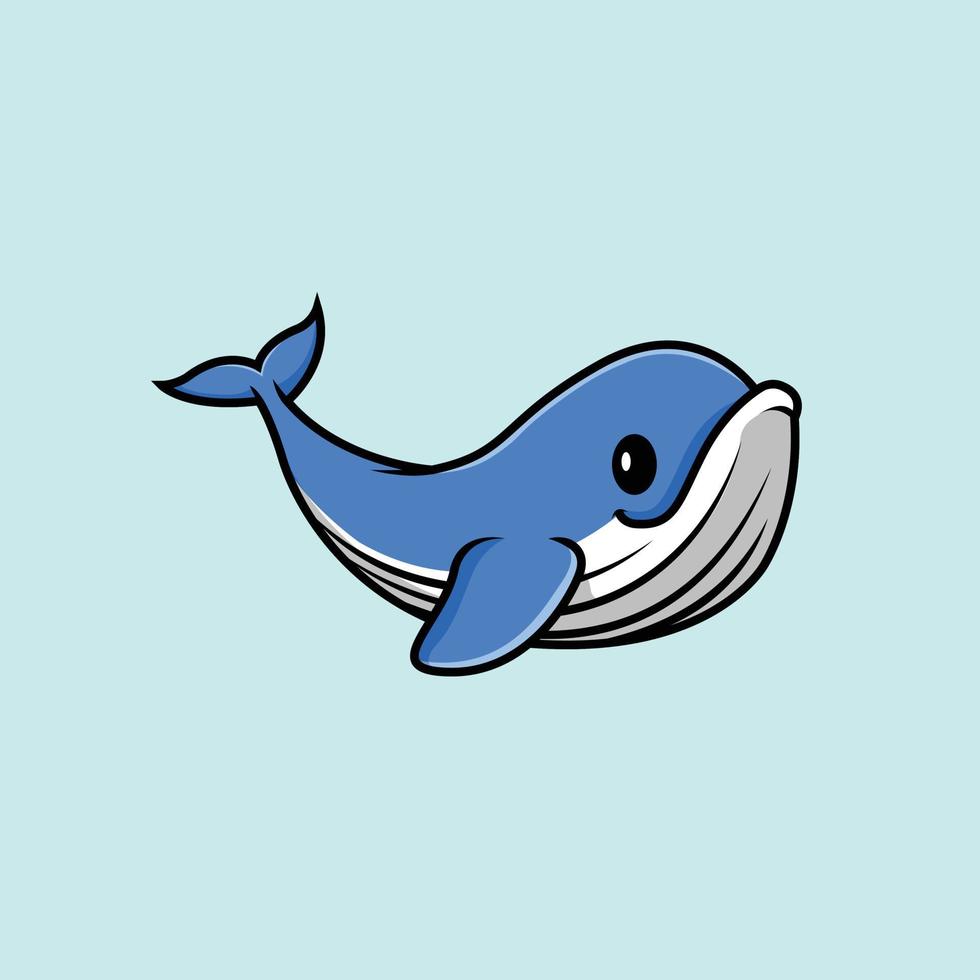 Cute Whale Cartoon Vector Icon Illustration. Animal Icon Concept Isolated Premium Vector. Flat Cartoon Style