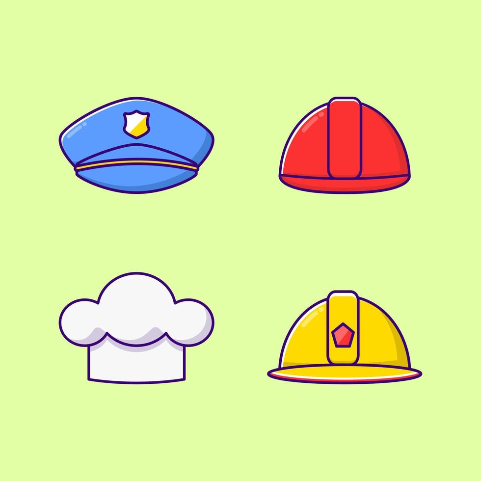 ilustración de icono de estilo de dibujos animados de sombrero de trabajador profesional vector