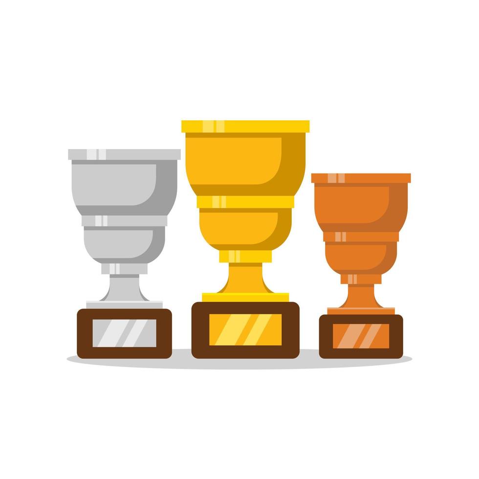 Trophies for first, second and third place winners illustration vector
