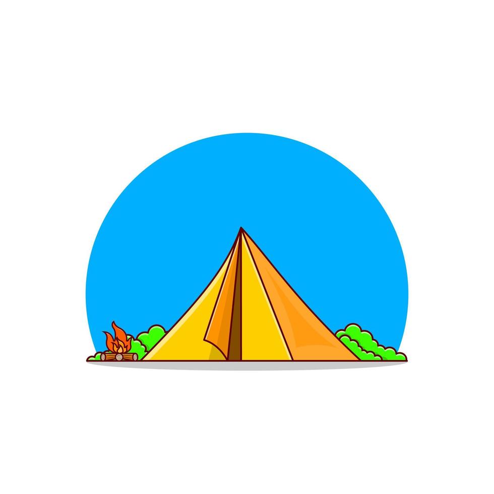 Tent and bonfire illustration vector