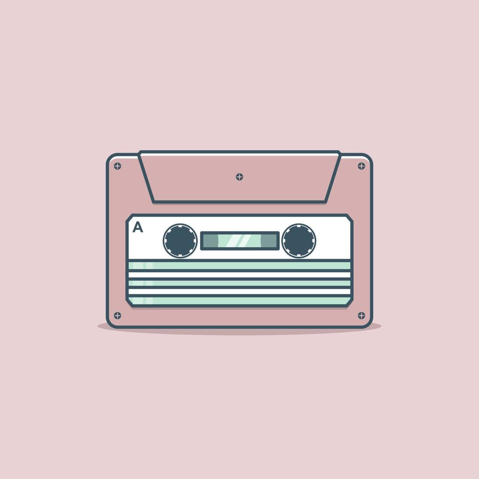 Retro music tape cartoon style icon illustration vector