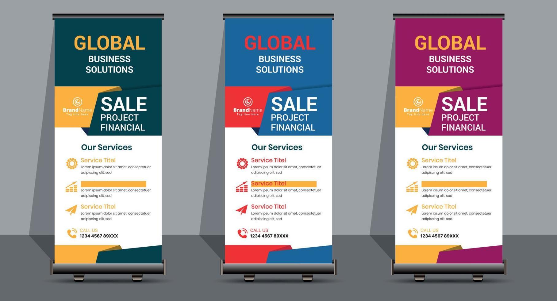 Creative Business Roll Up Signage Banner Template Design. vector