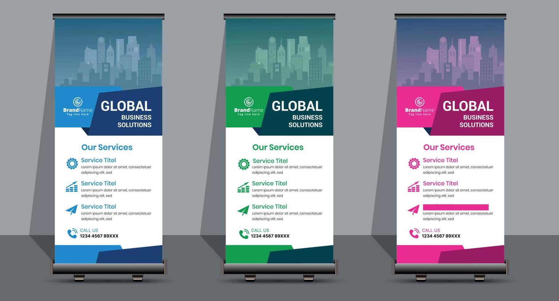 Creative Business Roll Up Signage Banner Template Design. vector