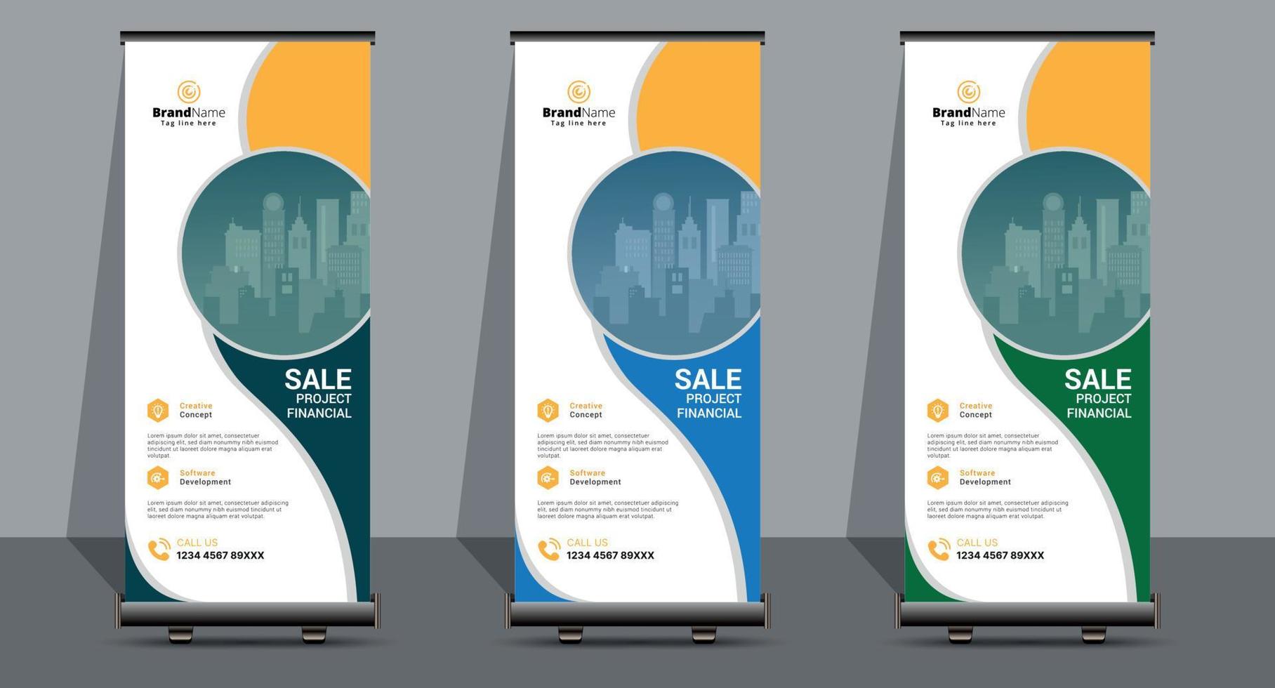 Creative Business Roll Up Signage Banner Template Design. vector