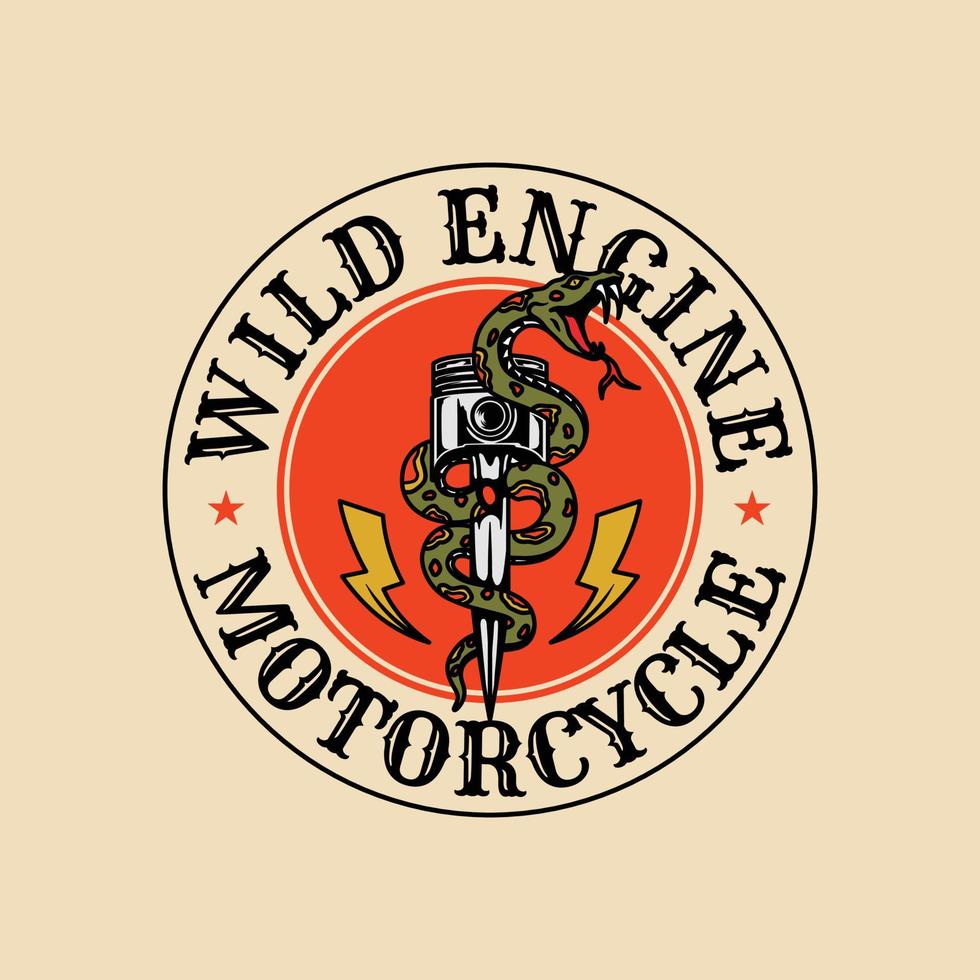 insignia del logotipo del vector de la serpiente para el club de motocicletas de garaje personalizado