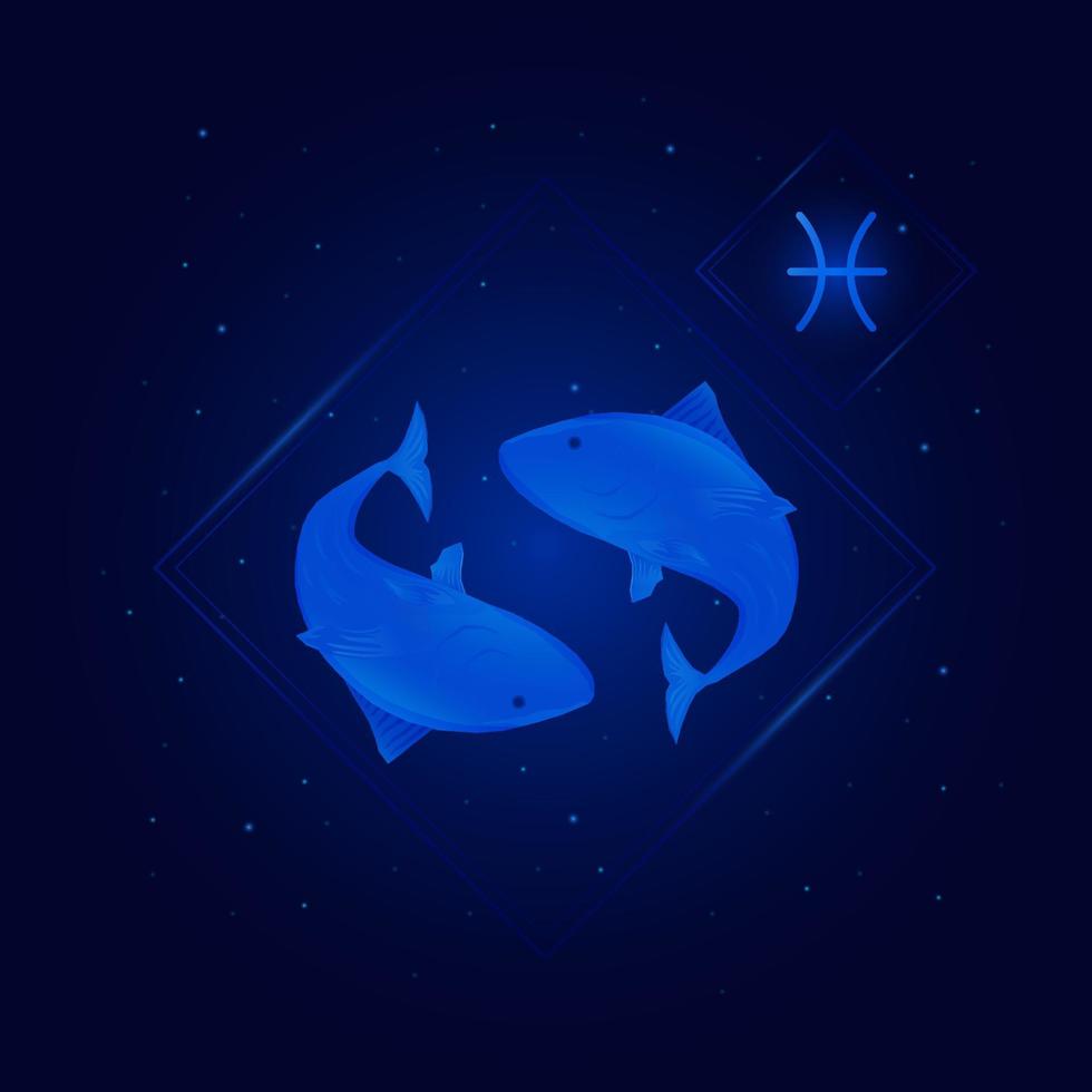 piscis, zodíaco, signo, iconos, piscis, de, zodíaco, con, galaxia, estrellas, plano de fondo, astrología, horóscopo, con, signos vector