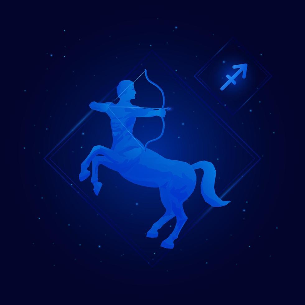 iconos de signo del zodíaco sagitario, sagitario del zodíaco con fondo de estrellas de galaxia, horóscopo astrológico con signos vector