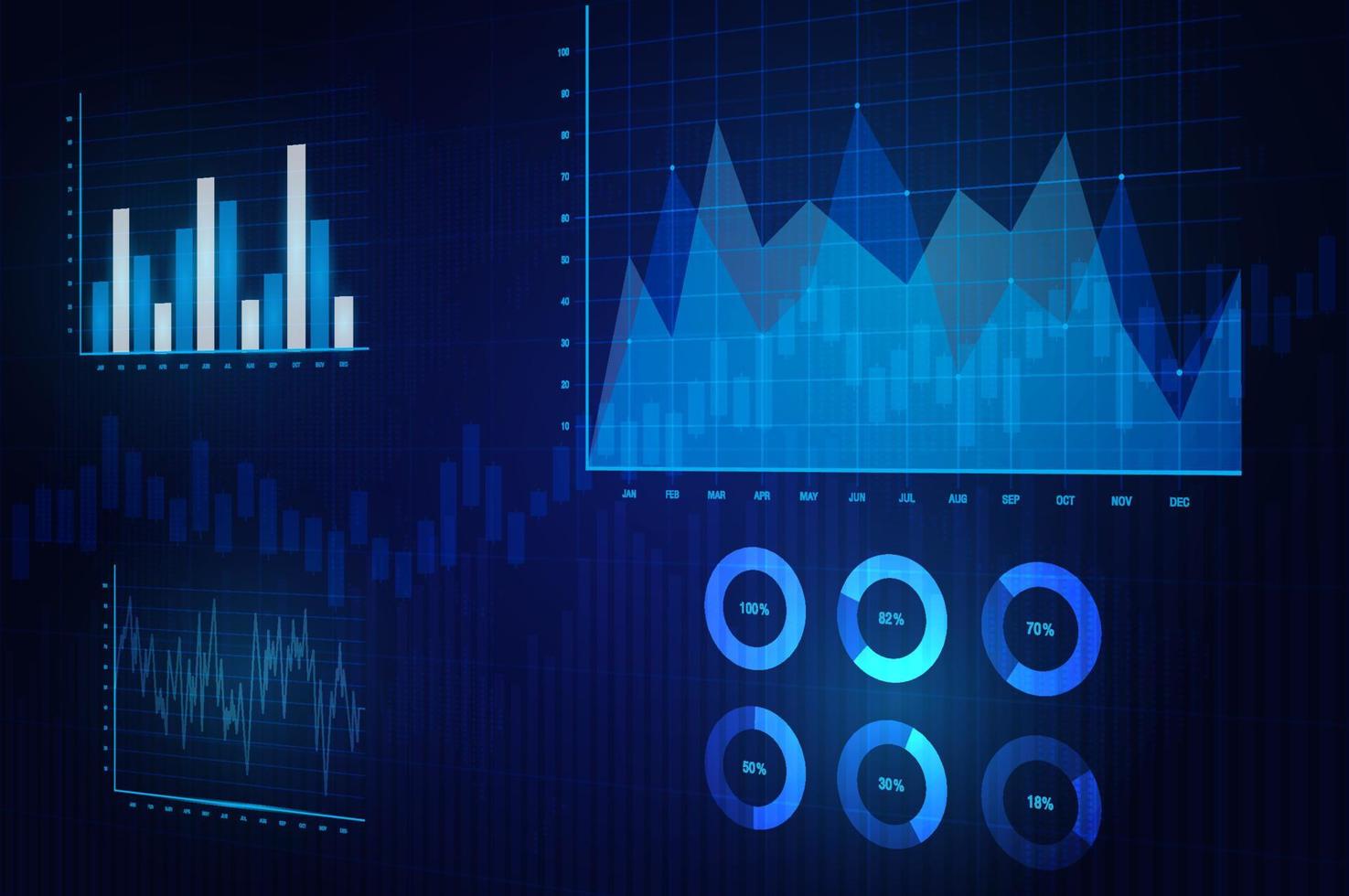 illustration of financial graph chart. Stock Market Chart.graph chart of stock market investment trading. vector