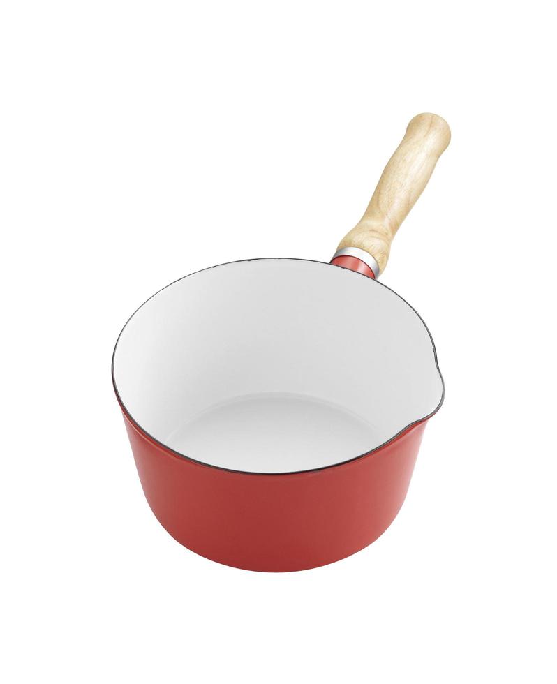 enamel soup pot on white background photo