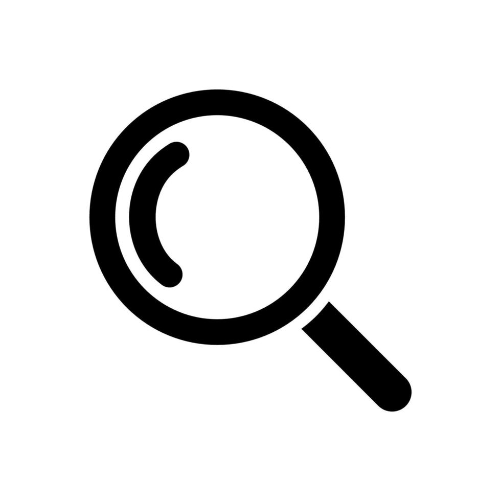 Magnifying glass or search icon, flat vector graphic on isolated background.