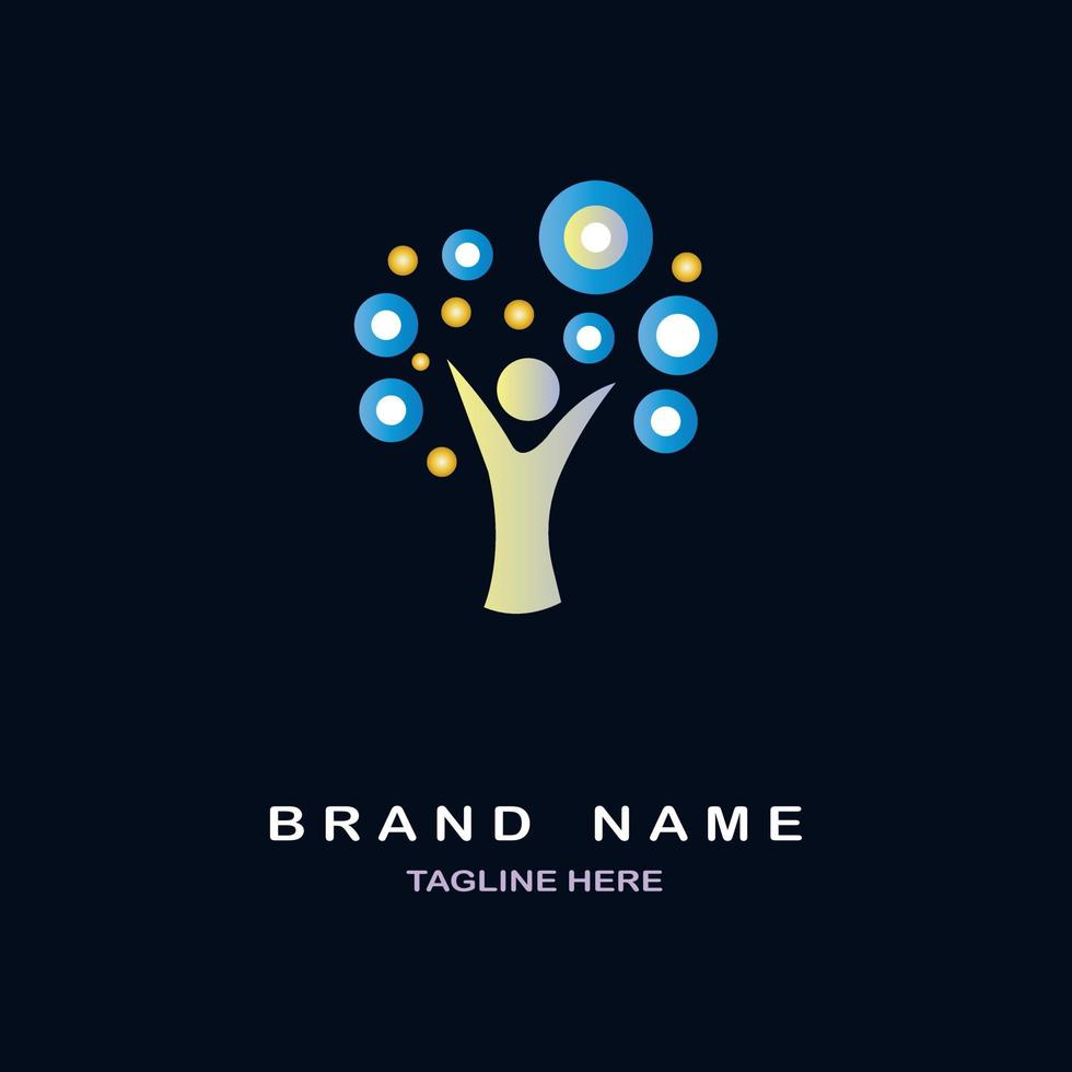 tree circle people logo design template for brand or company and other vector