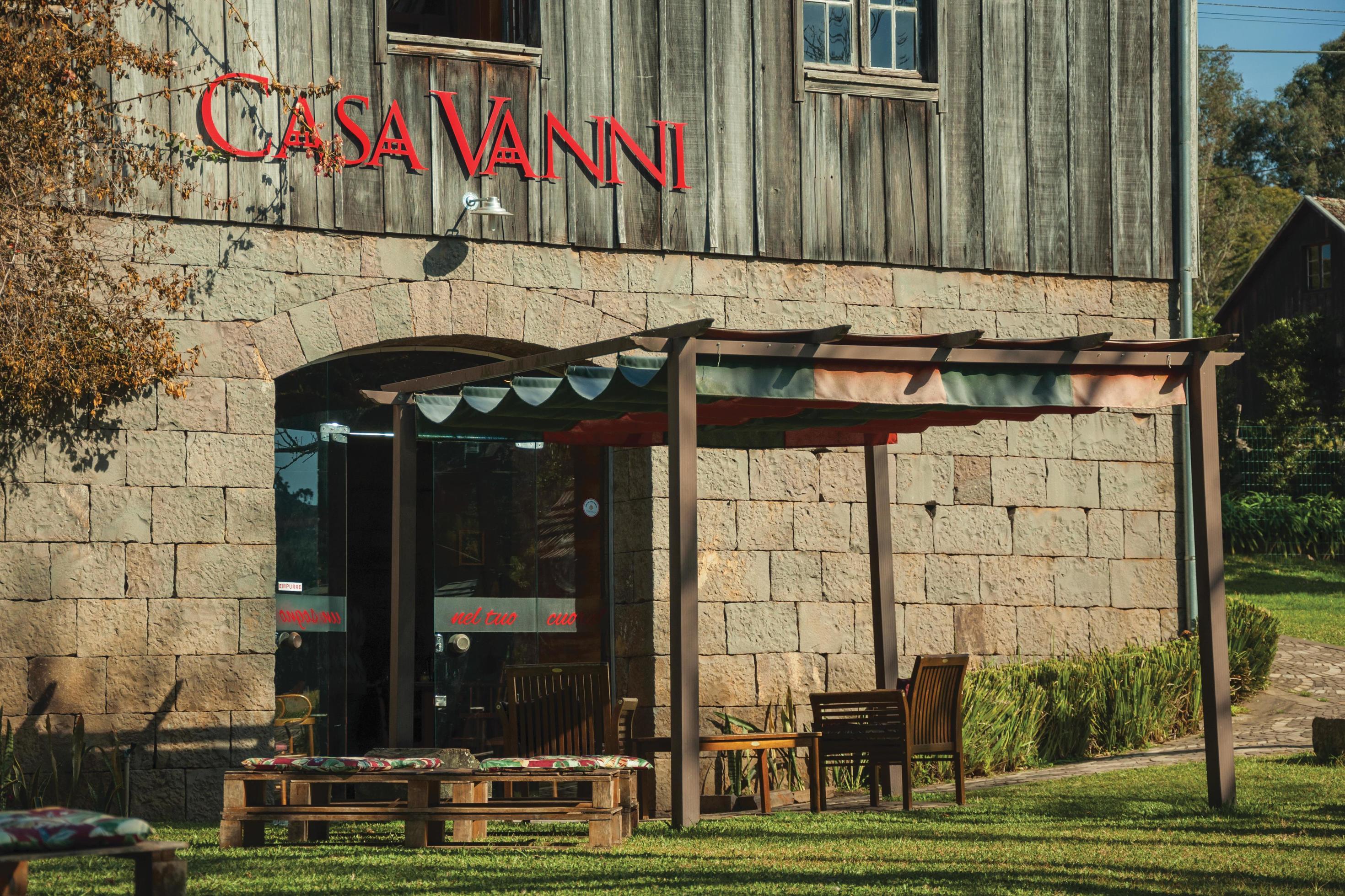 Bento Goncalves, Brazil - July 11, 2019. Company Sign On A Wood Wall With  The Casa Vanni Name, A Countryside Restaurant Near Bento Goncalves. A  Friendly Country Town Famous For Its Wine