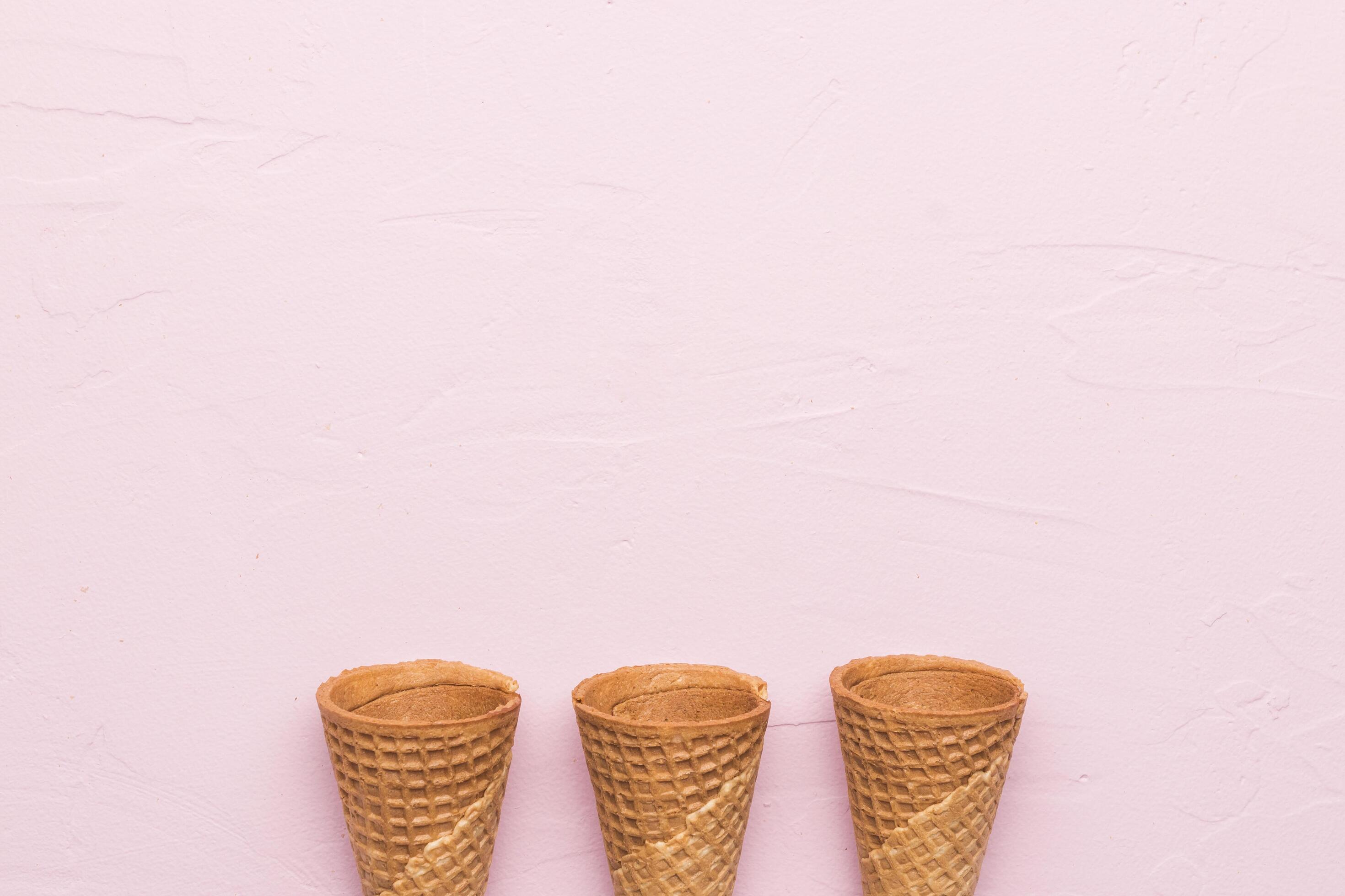 waffle cones pink background 4898707 Stock Photo at Vecteezy