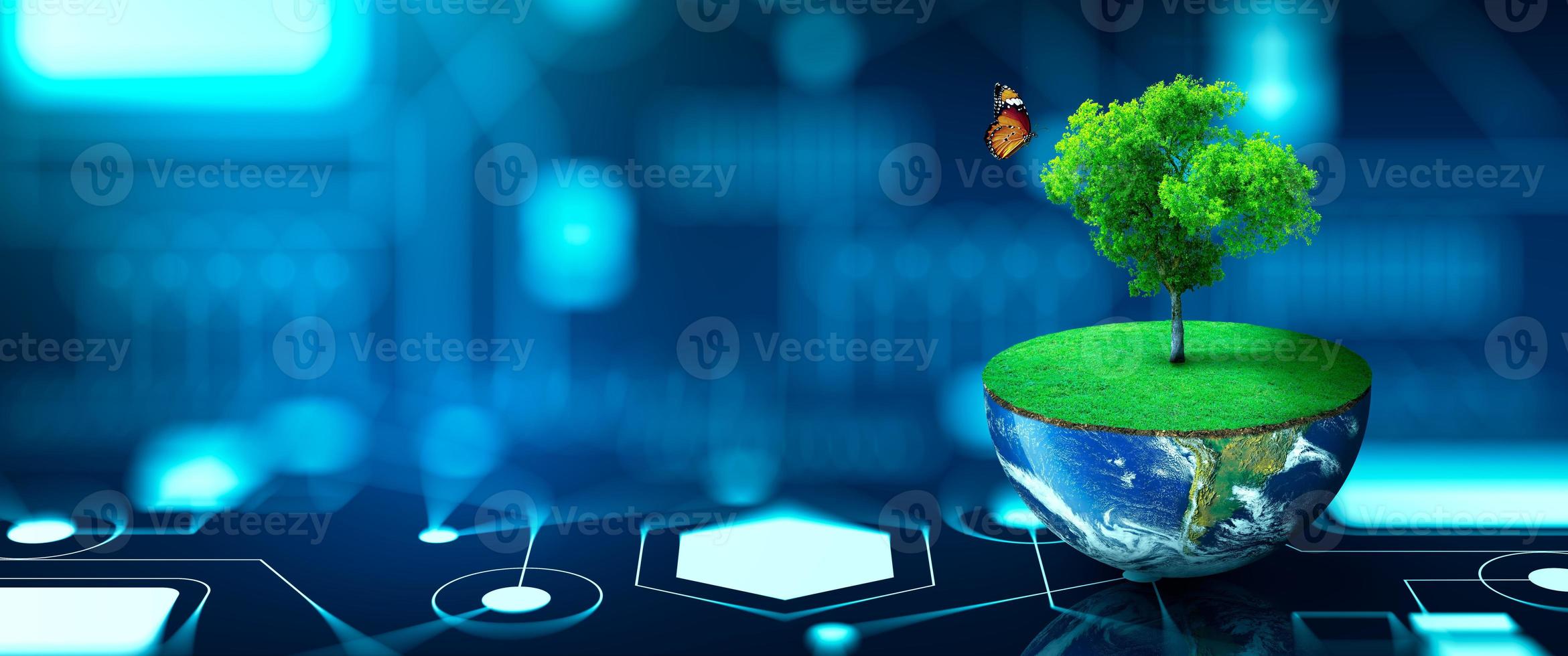 Green Computing, Green Technology, Green IT, csr, and IT ethics Concept. photo