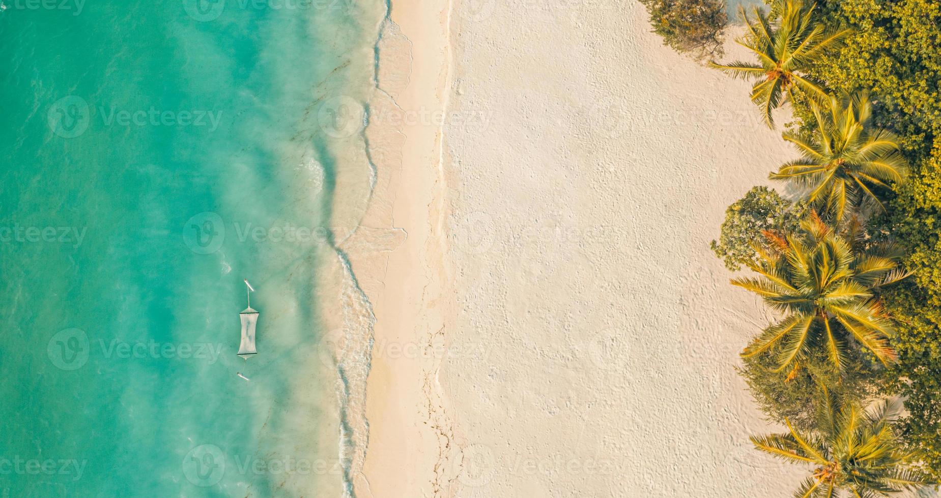 Aerial top view on sand beach. photo