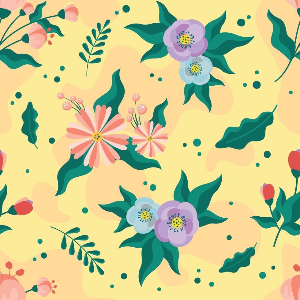 Yellow Floral Seamless Pattern vector