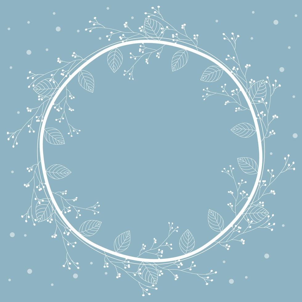 Round white branch and leaf decoration vector