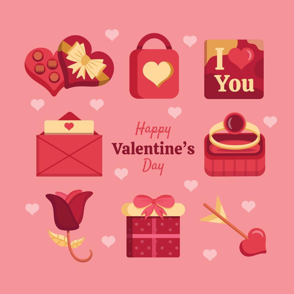 Happy Valentine's Day Icon Template Set vector