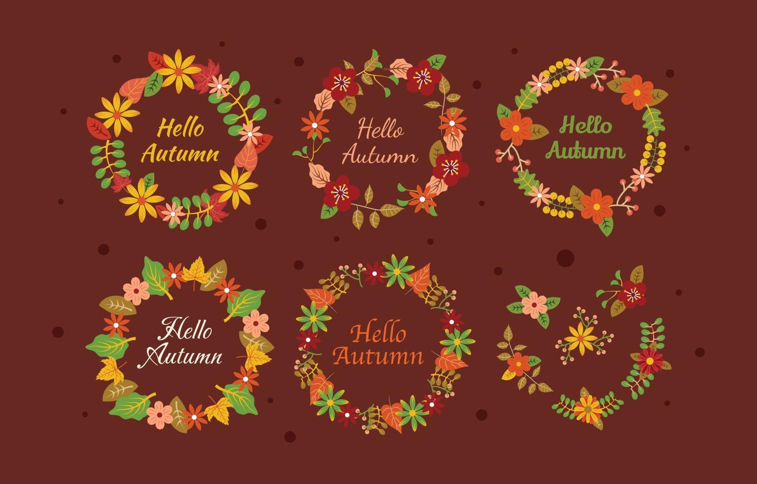 Autumn Floral Wreath Template Set vector
