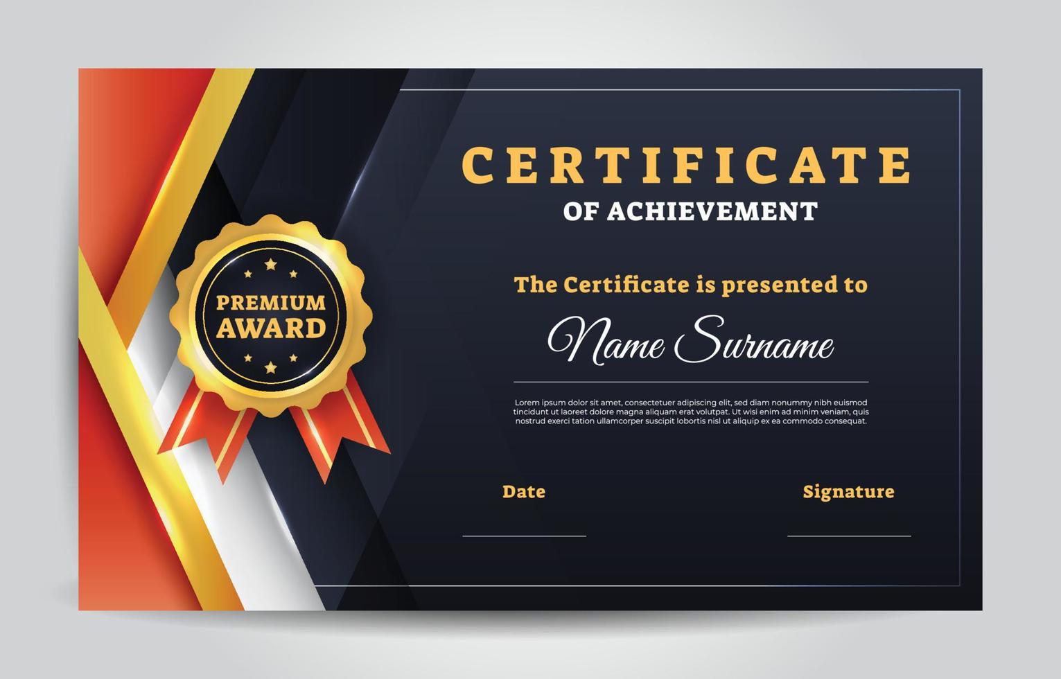 Certificate of Achievement Background Template vector