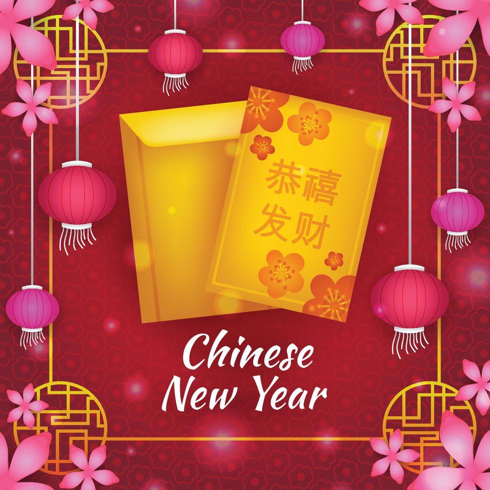 Red Chinese New Year Background Template vector