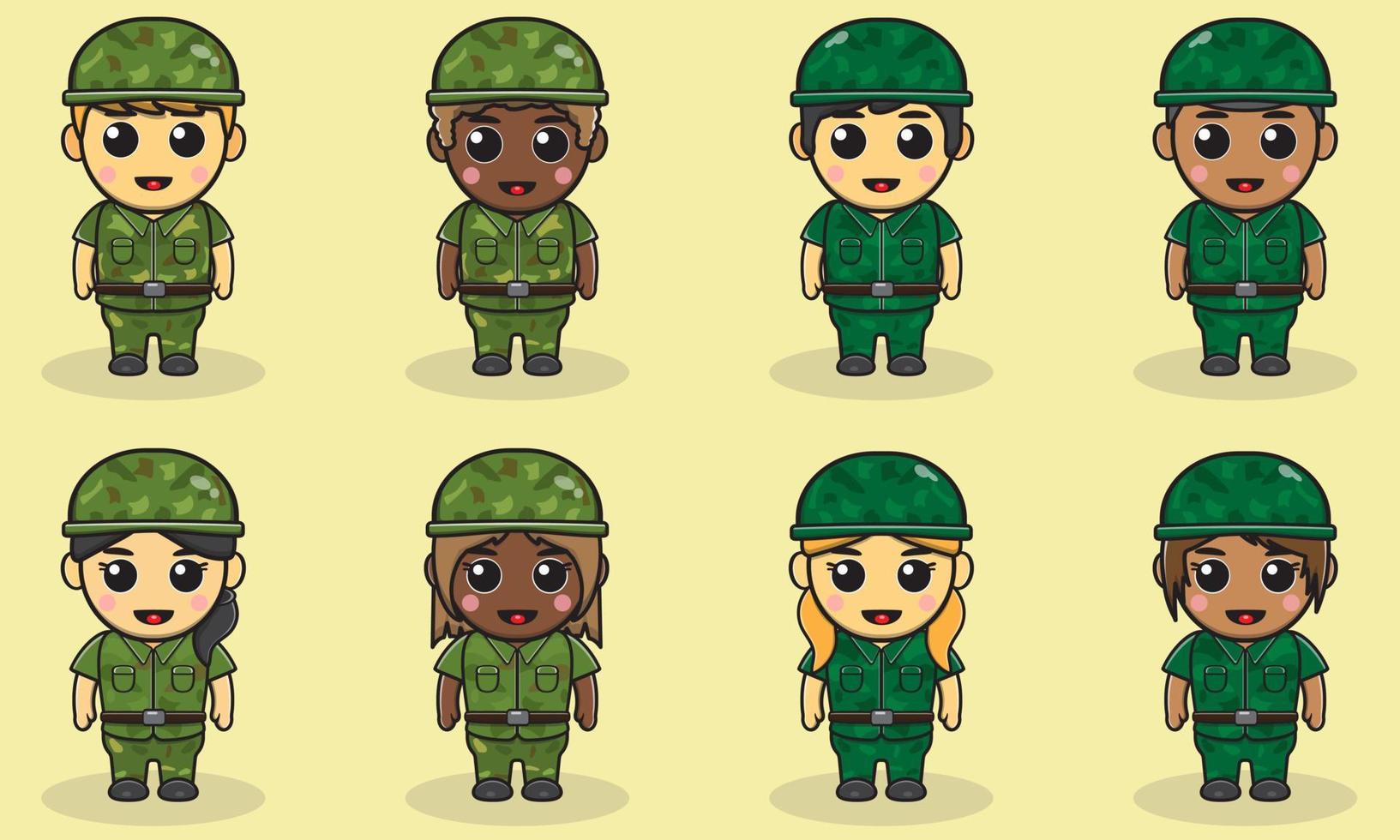 Ilustración vectorial de dibujos animados lindo soldado vector