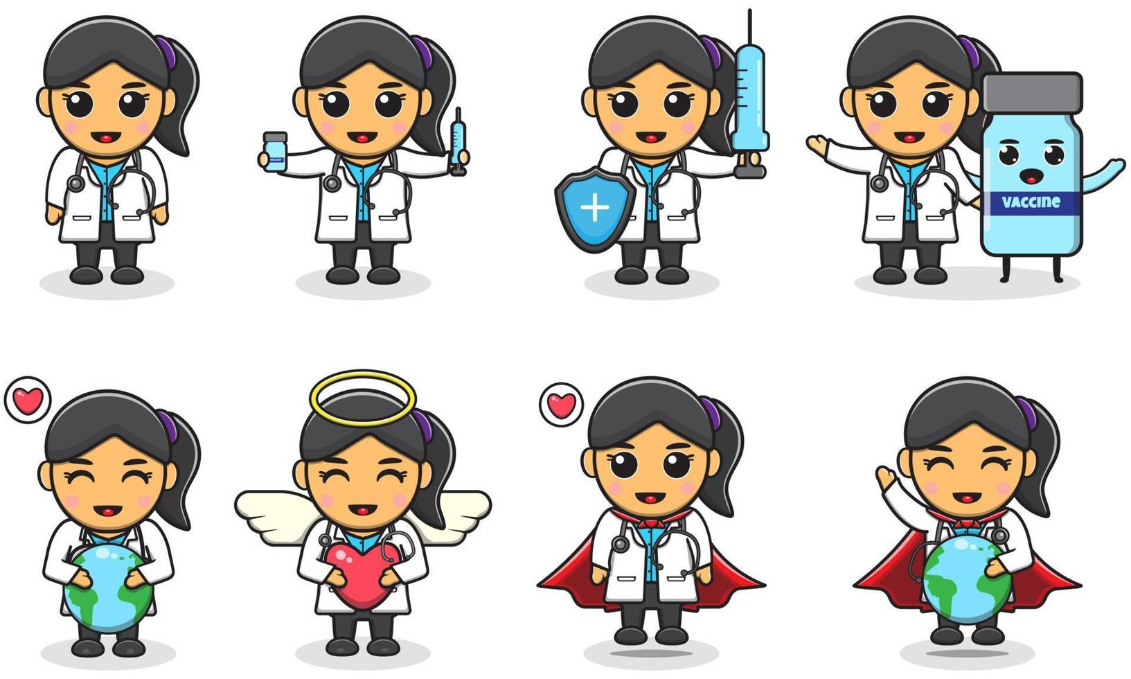 ilustraciones vectoriales de linda chica doctora vector