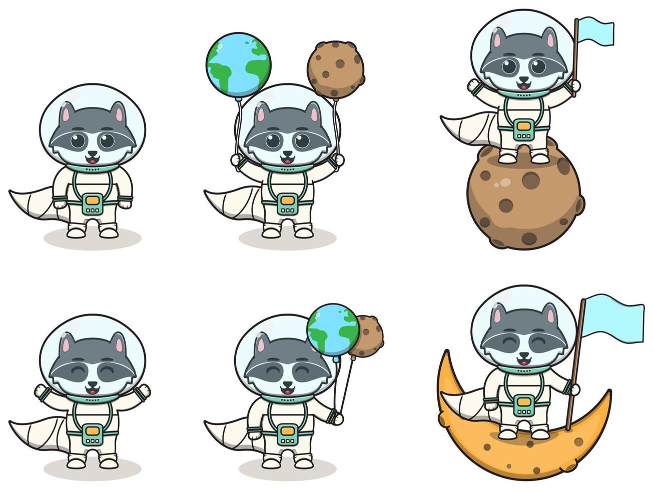 Vector Illustration of Cute Raccoon with an astronaut costume.