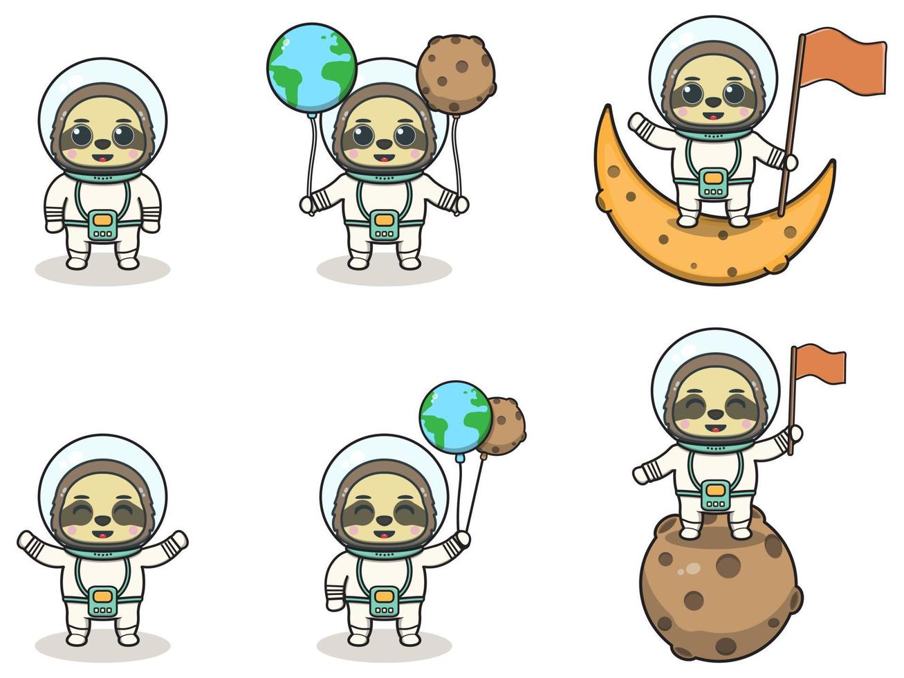 Ilustración vectorial de lindo perezoso con un disfraz de astronauta vector