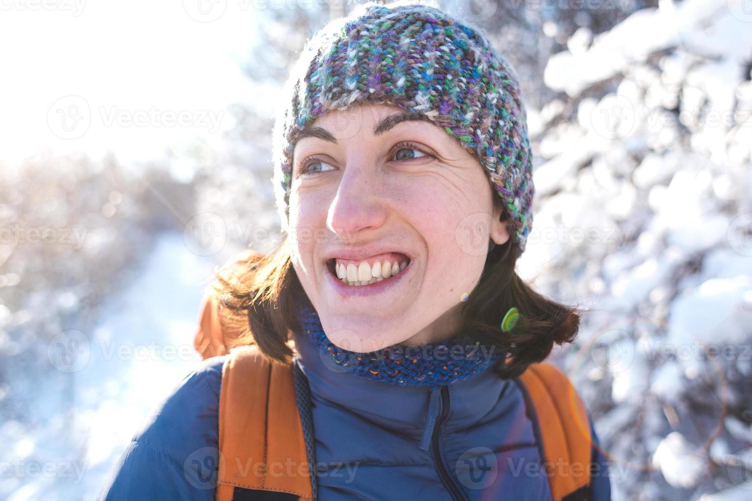 Woman on a winter hike. photo