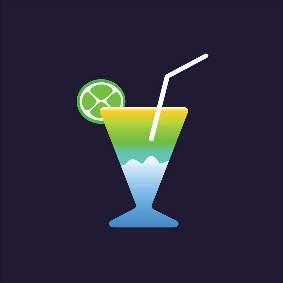 lemon cocktail drink glass vector